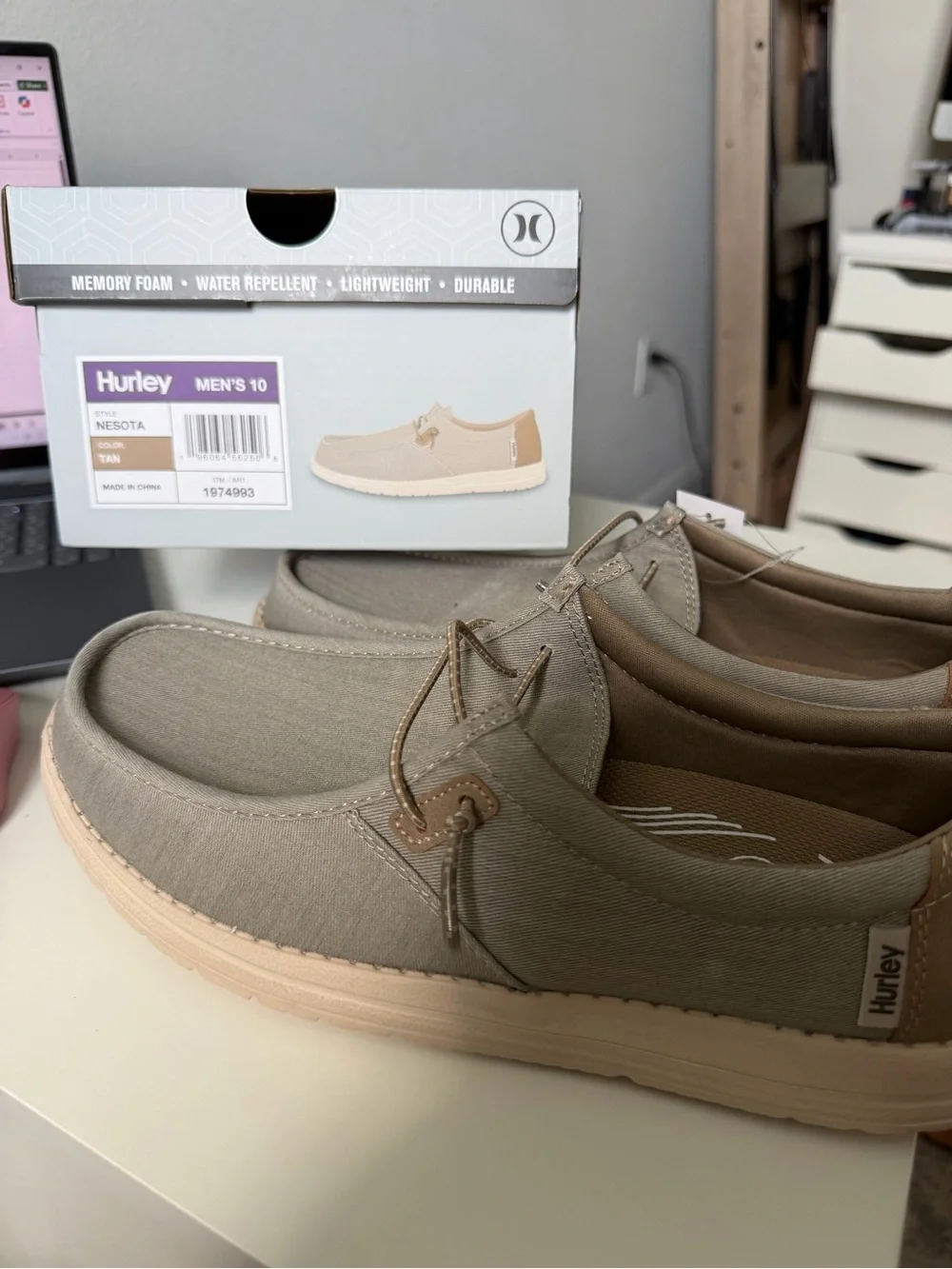 Hurley Men’s Tan Canvas Boat Shoes